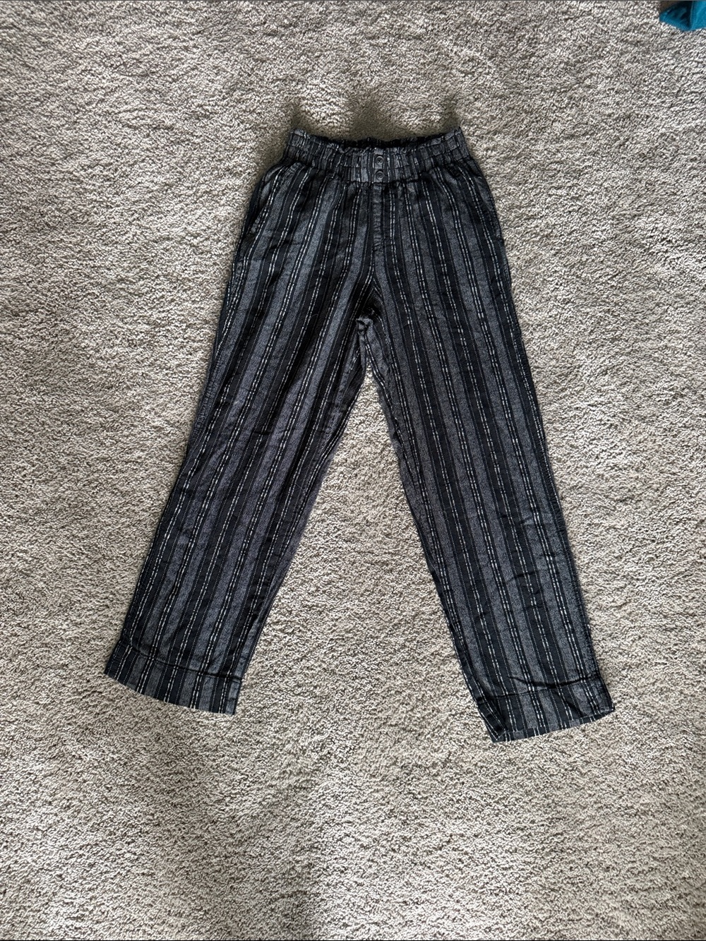 Striped Casual Straight-Leg Pants - Black & Gray - Picture 2 of 6